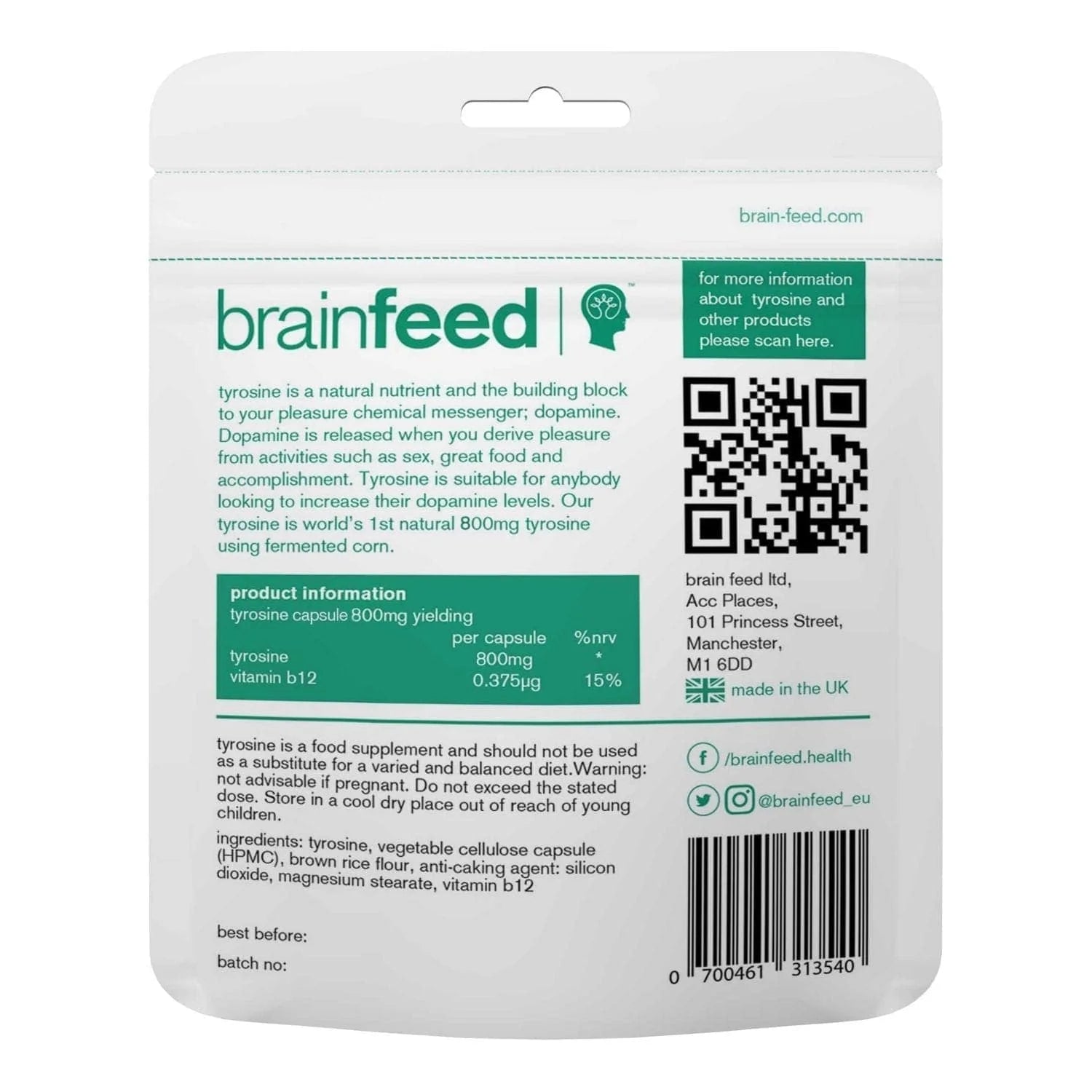 BrainFeed Tyrosine Capsules - When Nature Calls