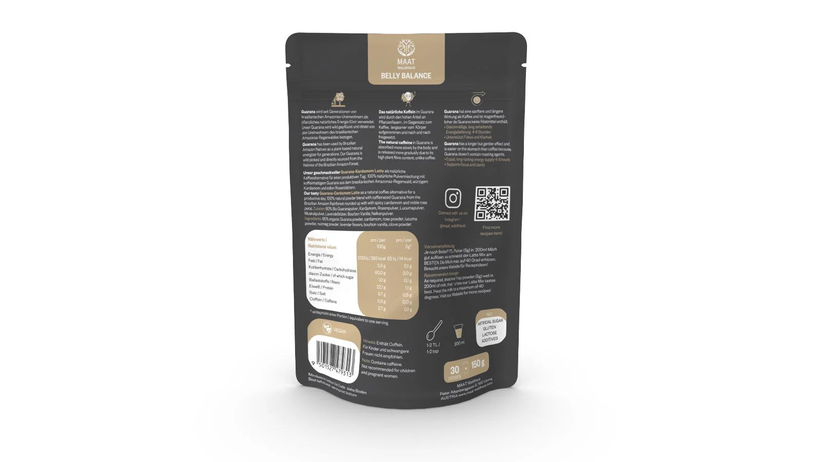 Wild guarana, cardamom & rose latte powder
