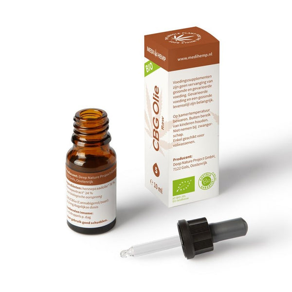 cbg hemp extract open bottle with pipette
