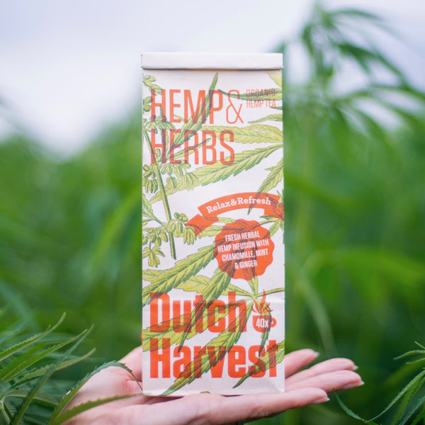 herbs mix with hemp leaves and ginger